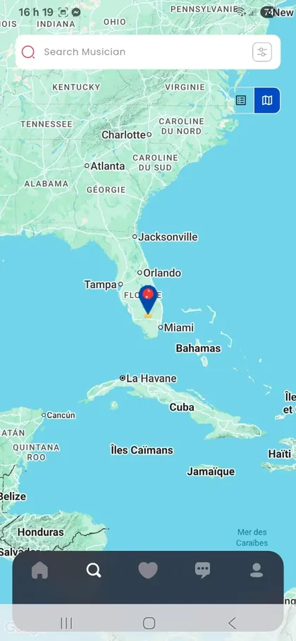 MusiciaNow interactive map view