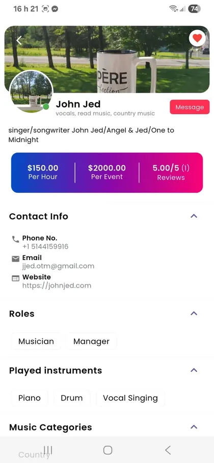 MusiciaNow artist profile