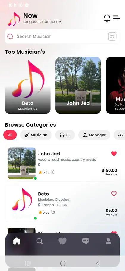 MusiciaNow artist search