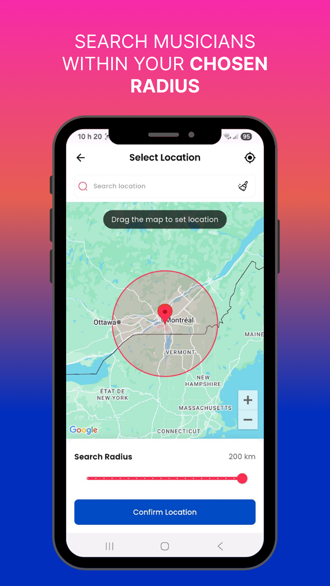 MusiciaNow App - Radius search